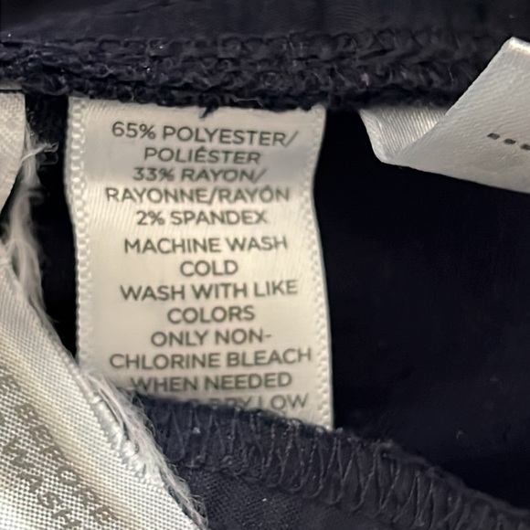 LOFT navy blue flat front sailor detail buttons straight side zip pants Sz 4 - Picture 7 of 8